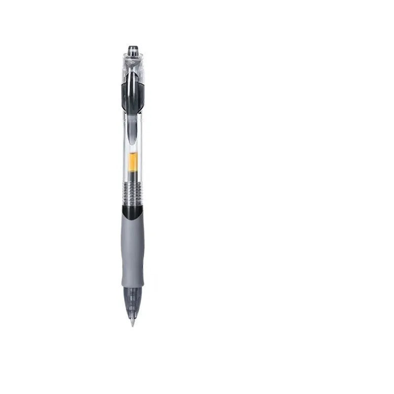 A 0.5mm tip gel pen available in black, blue, or red ink colours.