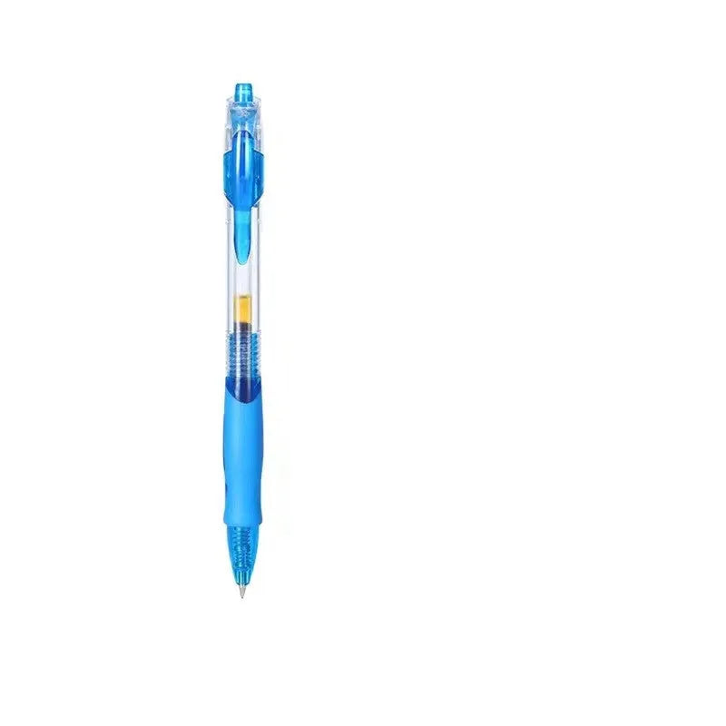 A 0.5mm tip gel pen available in black, blue, or red ink colours.