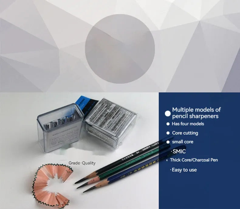 Four-hole geometric plastic pencil sharpener for art sketching with maintenance screwdriver