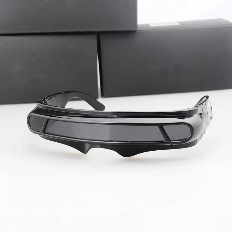 Black full rim sports sunglasses with polarised PC lenses shown in blue mercury tint.