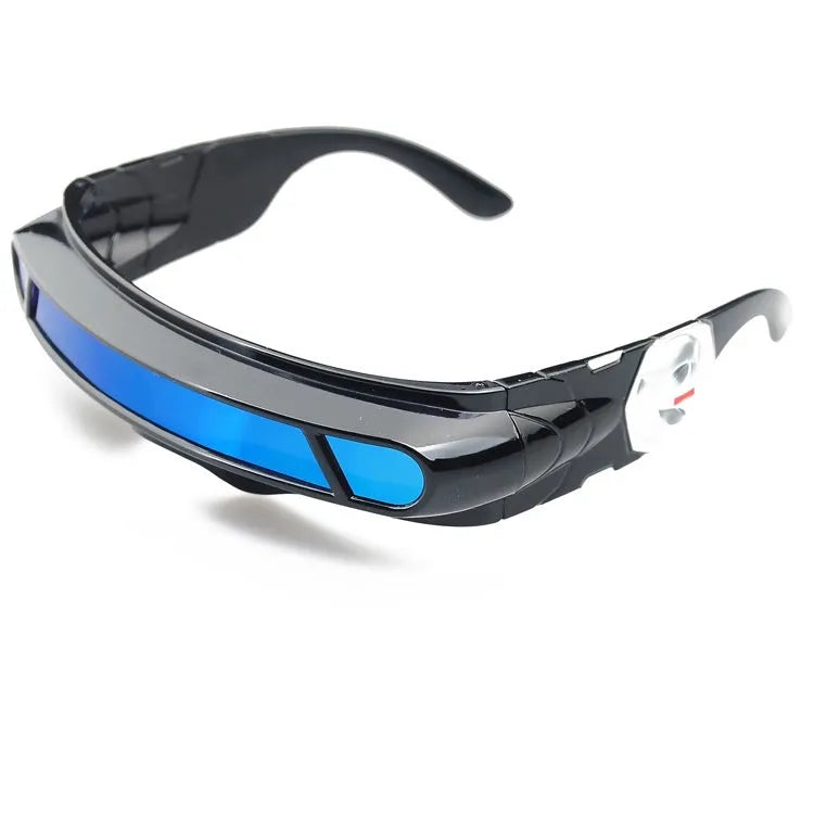 Black full rim sports sunglasses with polarised PC lenses shown in blue mercury tint.