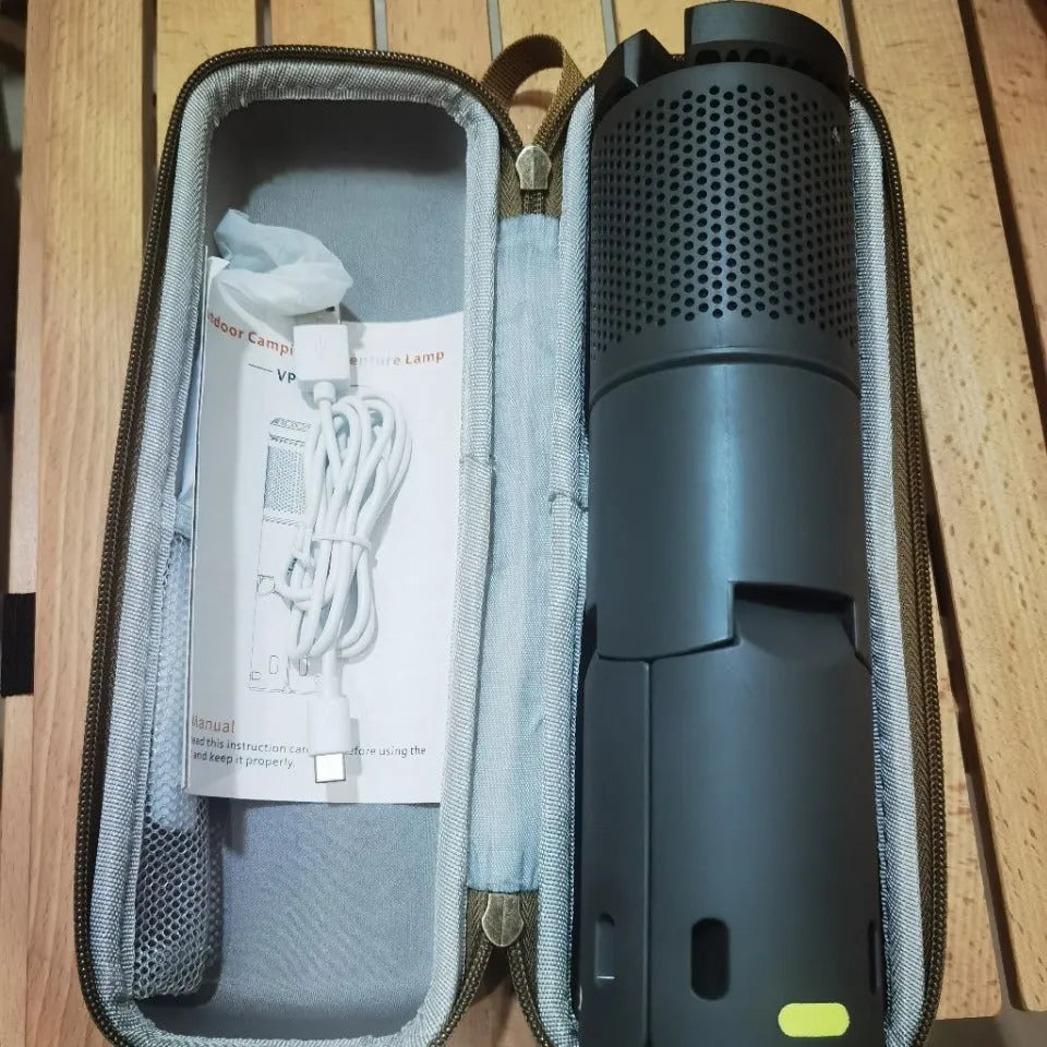 Portable camping LED lantern in off white or dark grey colour with button switch