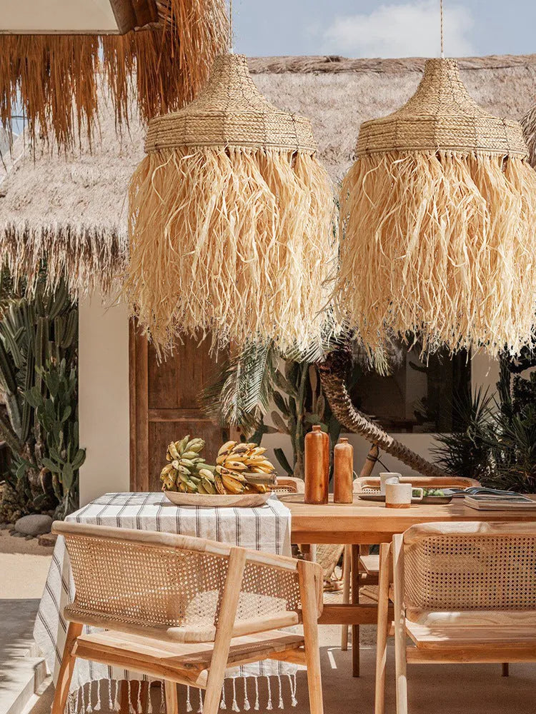 50cm diameter restaurant chandelier with woven wild vetch and willow Southeast Asian retro design