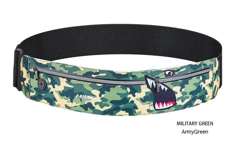 Unisex black waterproof waist bag with 8-inch compartment for outdoor sports.