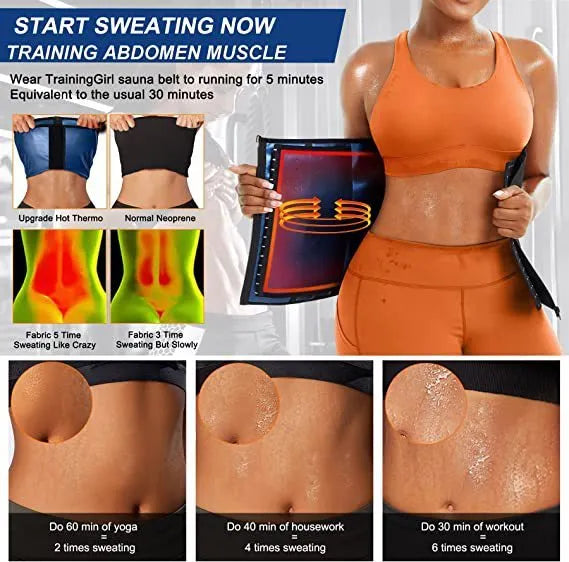 Adjustable neoprene abdominal girdle waist belt shown in blue and silver colour options.
