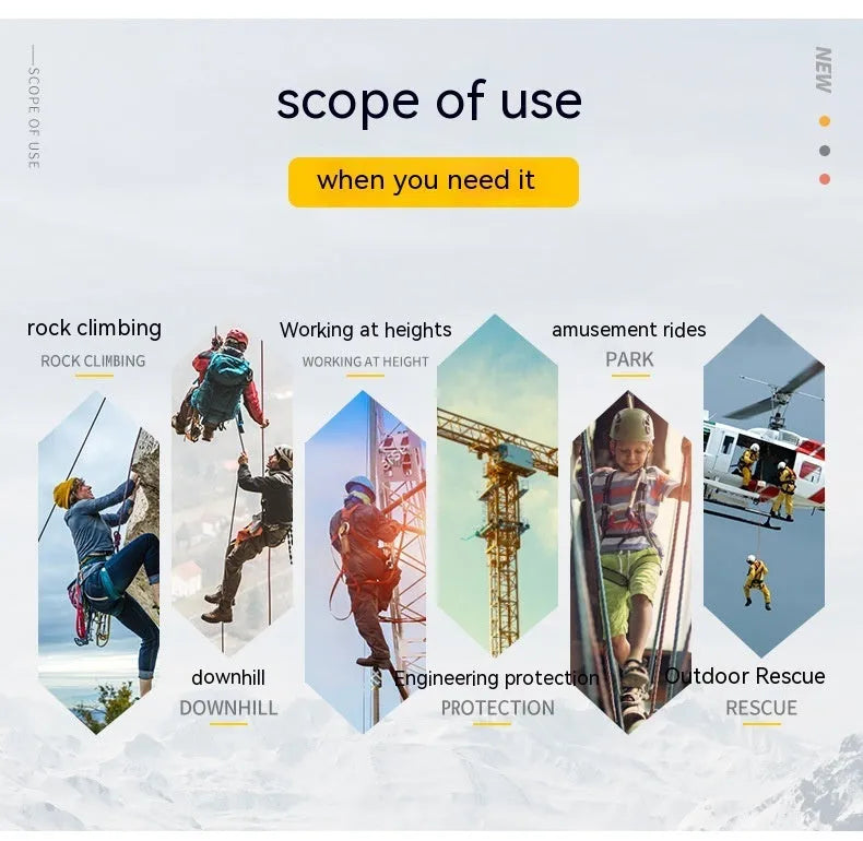 Climbing carabiner with automatic master lock in black, blue, orange, red, or silver colours for rock climbing equipment