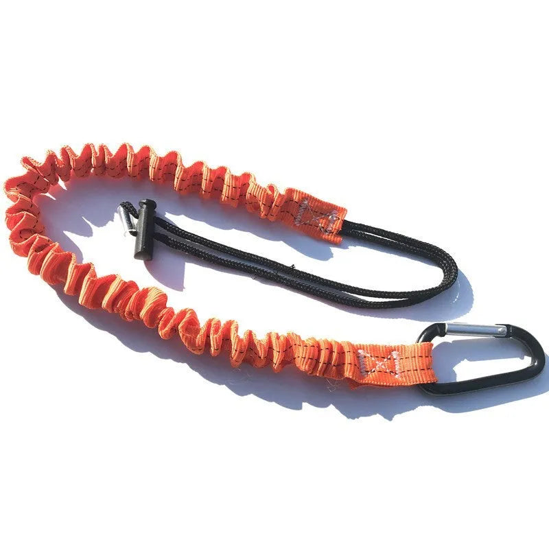 Orange fishing rod safety rope showing 90cm length and connector ends