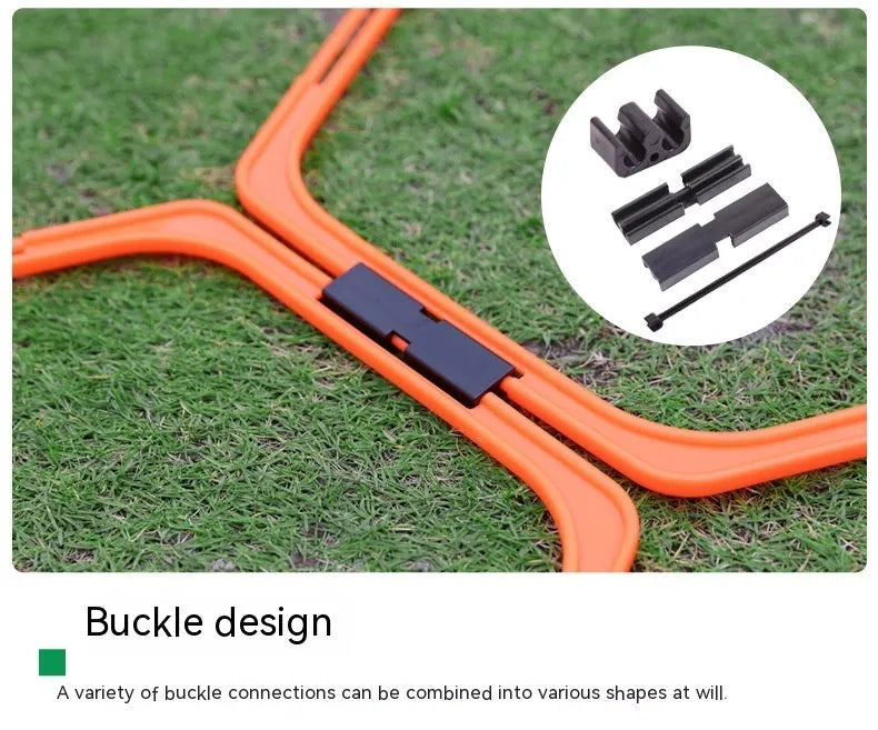 Six foldable hexagon football agility training rings in yellow, green, and orange colours