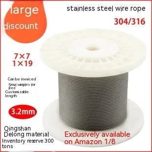Coiled 304 stainless steel invisible anti-theft wire net with 7x19 double twist structure for balcony safety