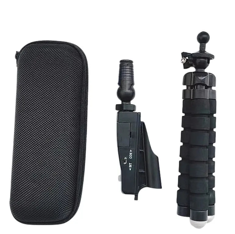 Golf putter laser aiming instrument accessory showing laser sight component with optional zipper box and tripod configurations