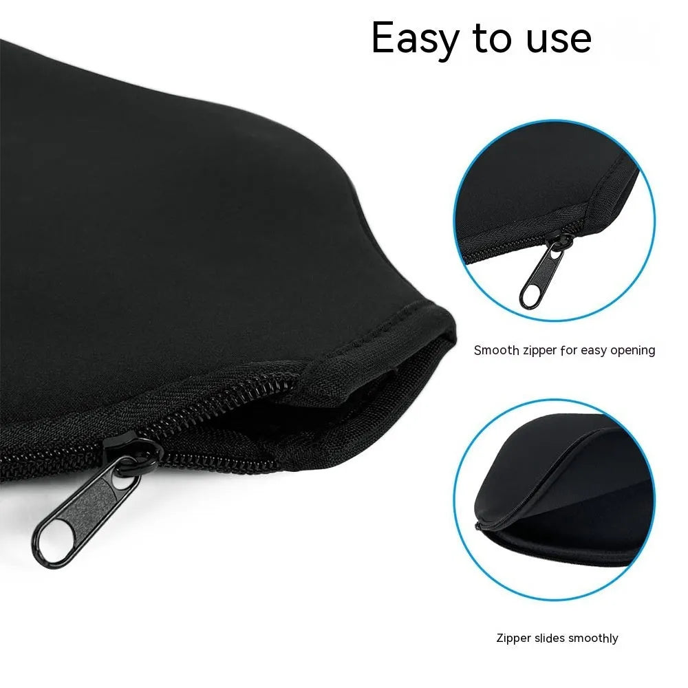 Black neoprene protective sleeve for table tennis racket covering and storage