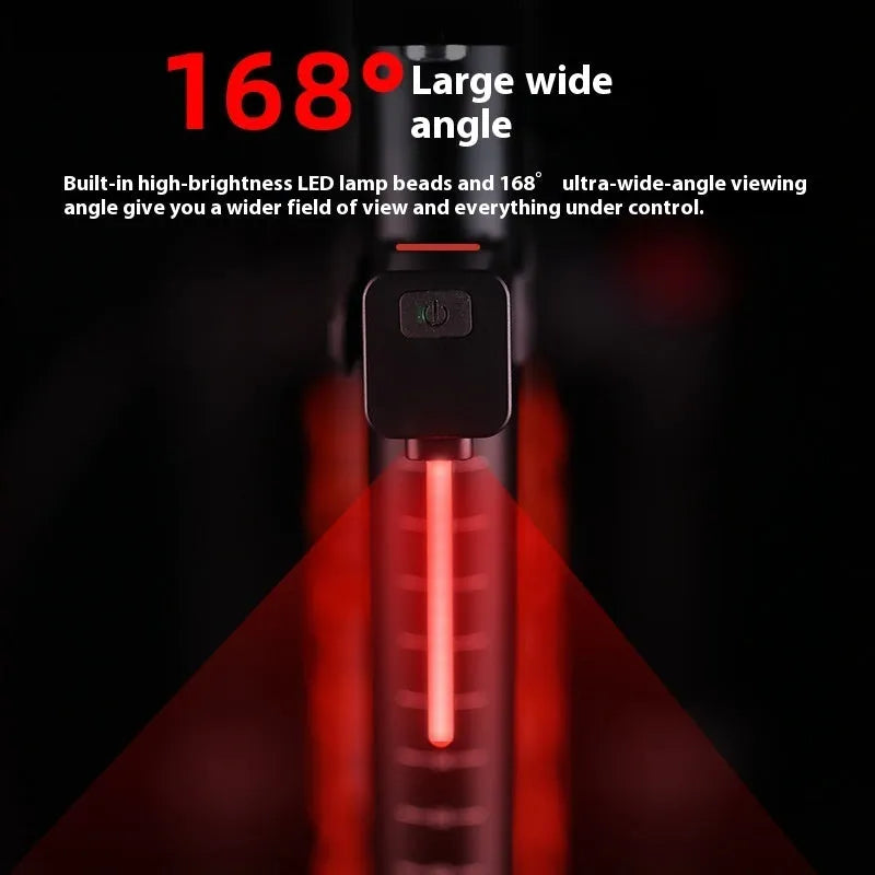 Bicycle taillight with flowing water light patterns mounted on bicycle seat tube