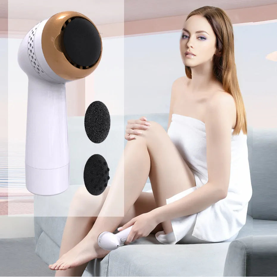 Electric vacuum foot grinder with refined quartz grinding head in gold, pink, or silver colour options