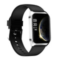Black smart watch with 1.69-inch touchscreen display showing heart rate monitoring interface