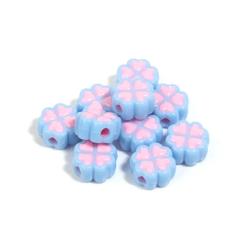 15mm frosted acrylic clover beads in mixed colours for jewellery making