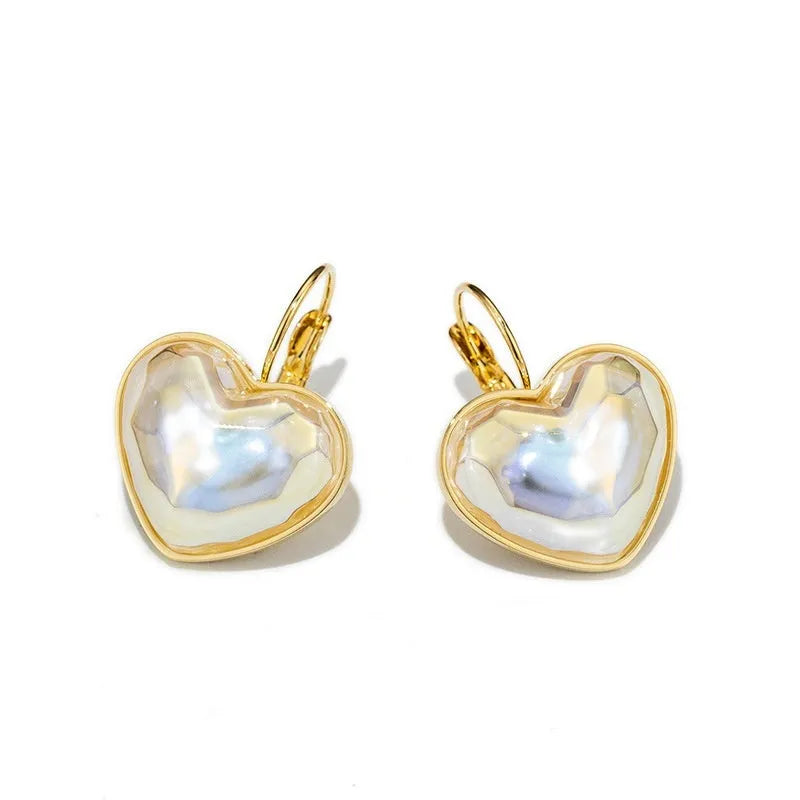 Gold colour alloy clip-on earrings for women with natural summer style