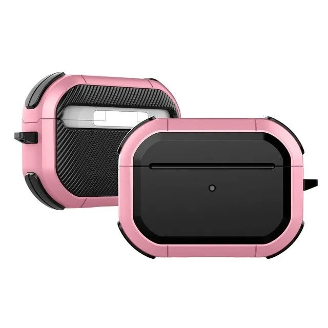 TPU and PC protective case cover for Apple AirPods charging case in various colours.