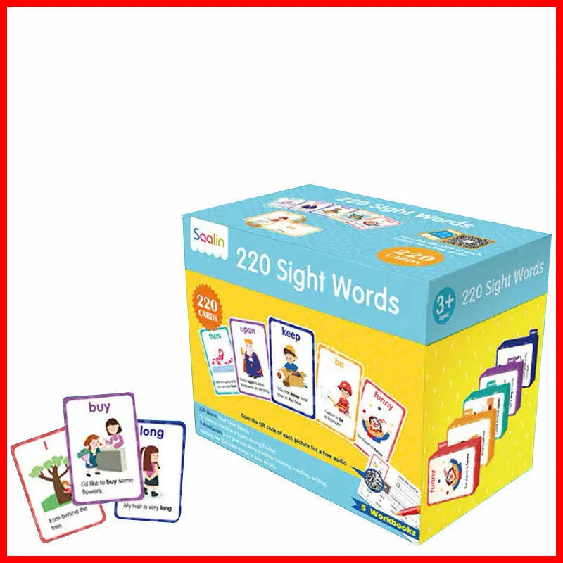 220 high frequency word gift box set with educational cards and workbooks for early childhood phonics practice