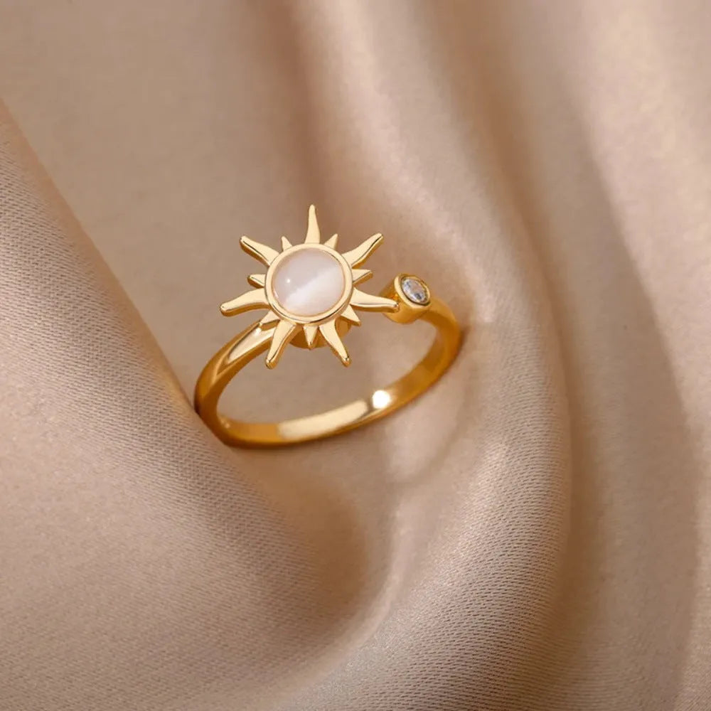 Copper decompression ring with adjustable opening in gold electroplated finish