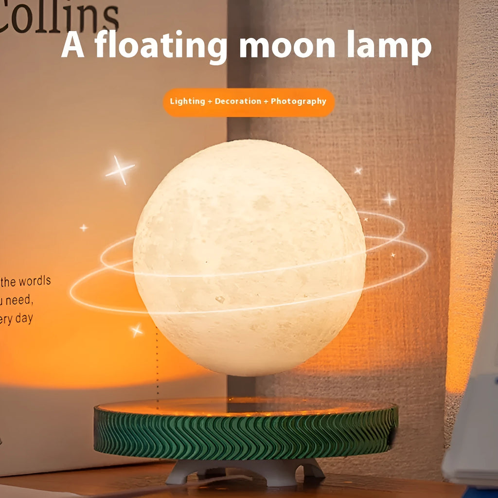 Magnetic suspension night lamp with floating 3D printed decorative element