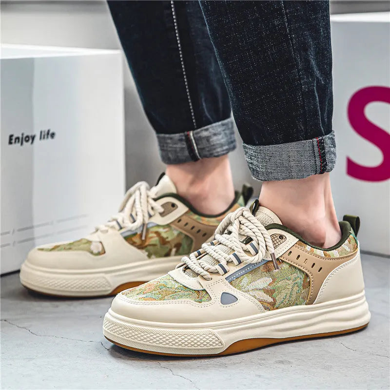 Canvas casual shoes with flat heel in Milan green and beige colour options for daily sports and leisure wear