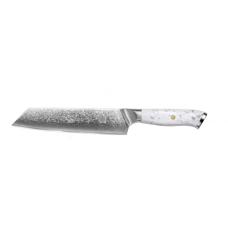 Damascus steel household chef's knife with VG10 core, 32cm total length for multi-purpose kitchen cutting