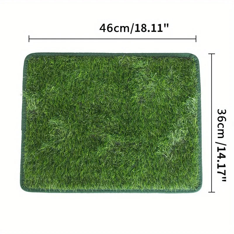 Artificial grass dog toilet mat for indoor pet training, shown in a small size on a floor.