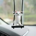 Cartoon resin cat pendant for car interior with adjustable rope in five colour options