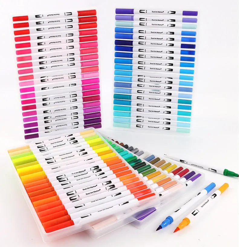 Set of watercolour brush pens in assorted colours for drawing and lettering.