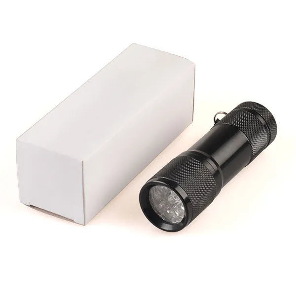 Black aluminium alloy Smart Vein Locator device with red LED lights for medical vein detection.