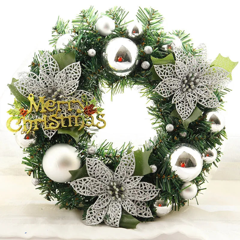30cm diameter multicolor plastic Christmas wreath decoration for door or wall display