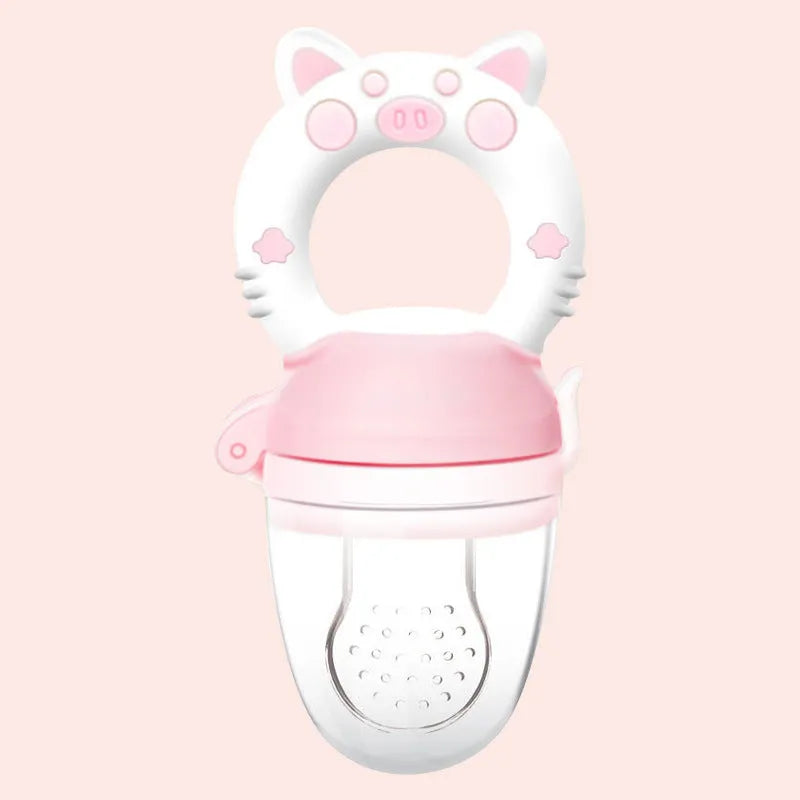 Silicone baby teether in blue, green or pink colours with food-grade material for infant gum relief