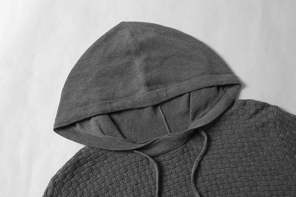 Men's cotton and polyester blend hooded sweatshirt shown in available colours