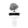 Electric funny cat toy with white ABS body, 7cm diameter ball, and real fur ball and rope accessories