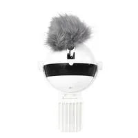 Electric funny cat toy with white ABS body, 7cm diameter ball, and real fur ball and rope accessories