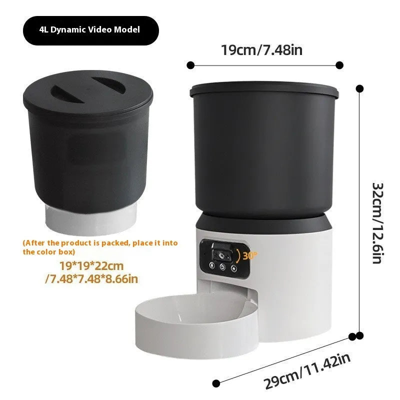 4L smart pet feeder with camera and stainless steel bowl for cats and dogs