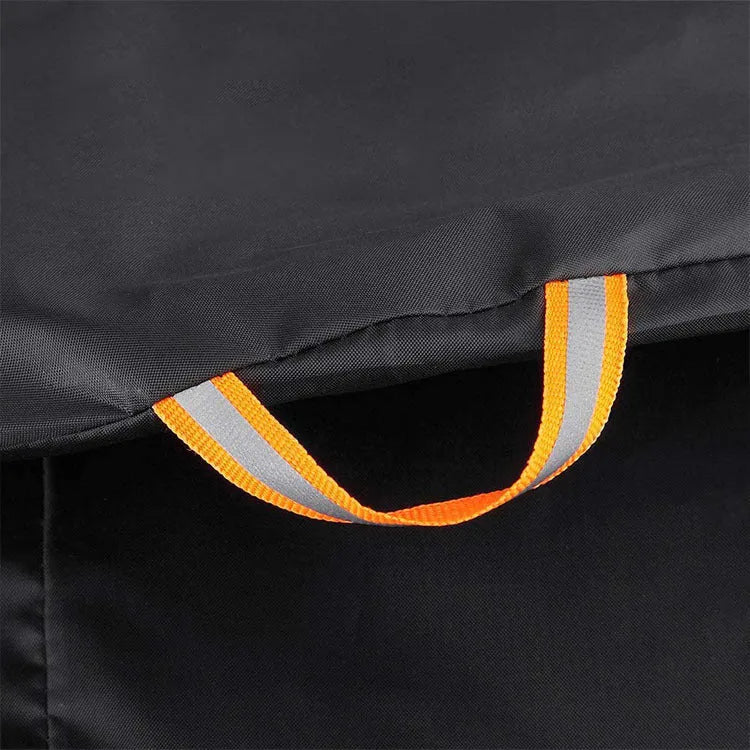 Black bicycle rain cover made from oxford cloth with reflective stripes for dustproof and rain protection outdoors
