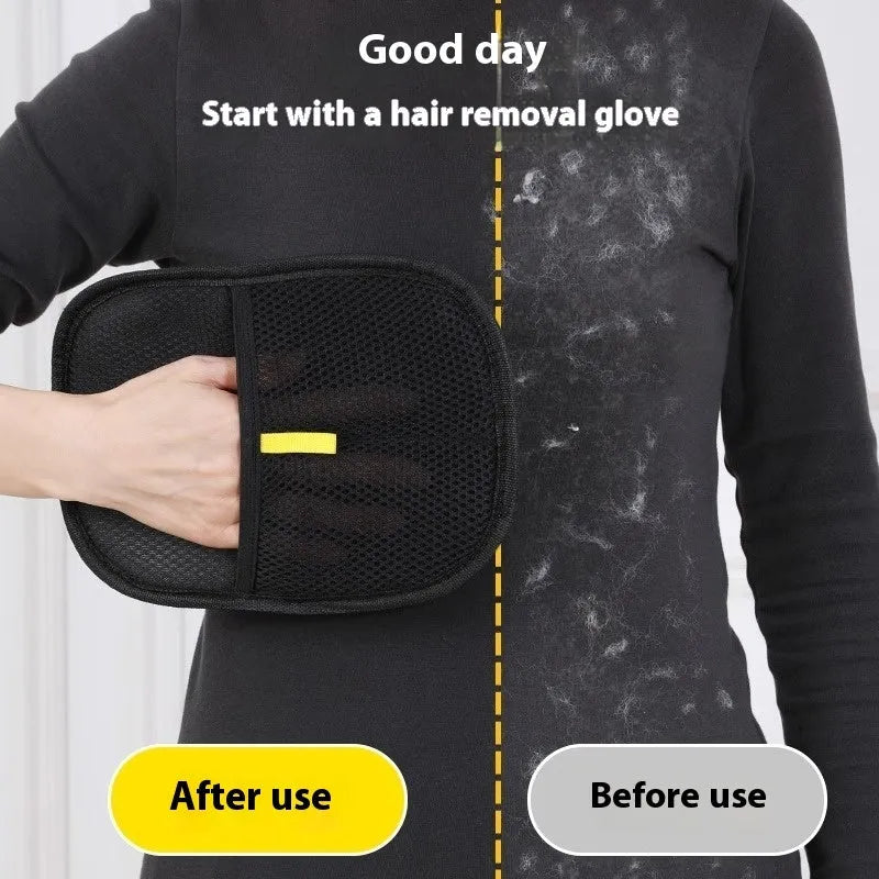 Black pet hair remover mitt measuring 24 by 16 centimetres with dual-sided silicone bristles for grooming dogs cats rabbits