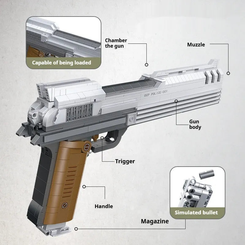 Assembled plastic building blocks toy gun model in style 58024 with small particle pieces