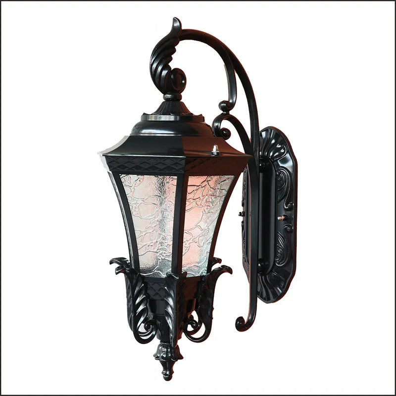 European-style black or bronze outdoor wall lamp with IP54 waterproof rating and solar remote control for courtyard lighting, 51x34x29cm dimensions
