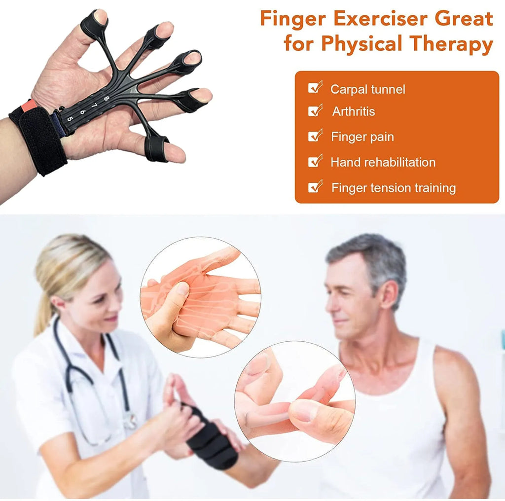 Silicone finger flexion extension trainer with adjustable belt for hand rehabilitation therapy