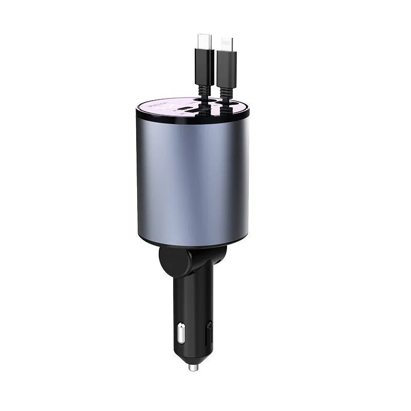 Metal cigarette lighter car charger with 60W super fast charging and Type-C port
