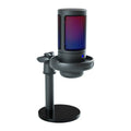 USB condenser microphone with colourful RGB lights and heart-shaped pickup pattern for streaming and recording