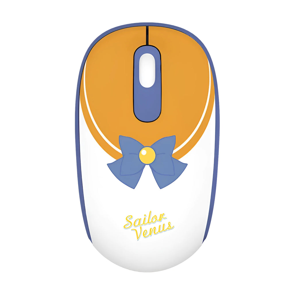 Pink Sailor Moon wireless office mouse with USB receiver showing cartoon design and compact 100mm size