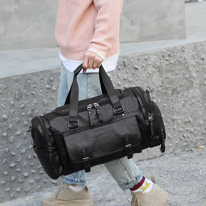 Large black travel shoe bag for sports trainers with separate compartment