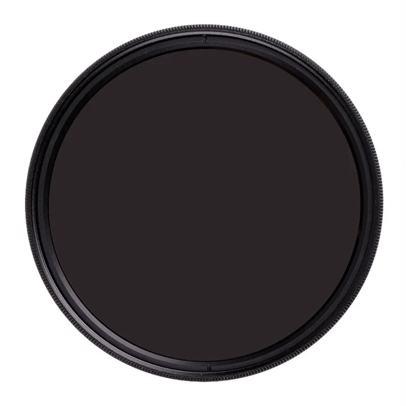 Camera ND8 filter with aviation aluminium frame showing thread sizes from 49mm to 82mm