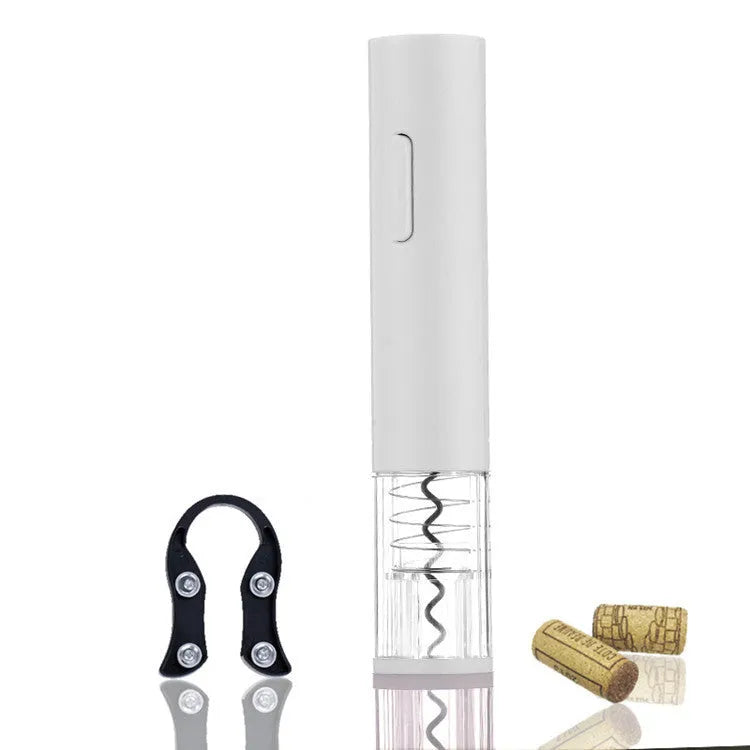 Automatic electric wine bottle opener with foil cutter in black, red, and white colour options.