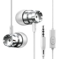 Metal turbo in-ear headphones with microphone and 3.5mm straight audio plug in black colour