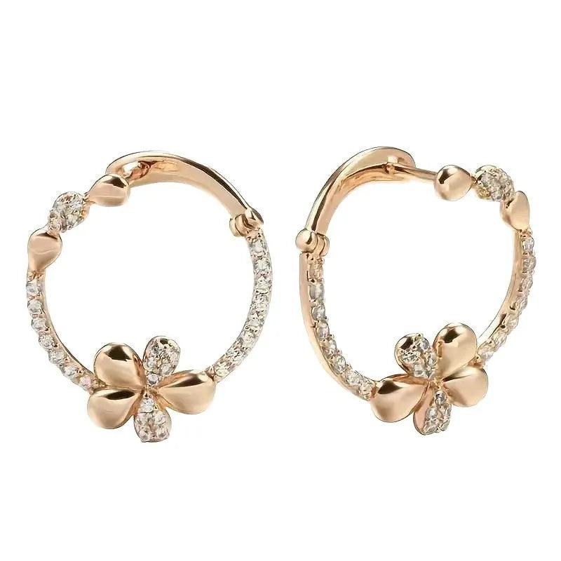 Copper geometric round ring earrings with electroplated finish, approximately 2.5 cm diameter