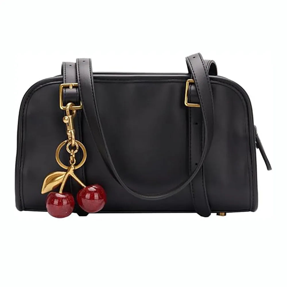 Red zinc alloy cherry pendant key ring for car keys and bag decoration